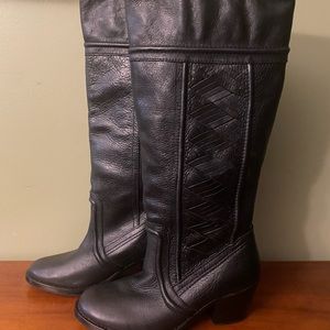 Fossil top quality detailed black leather boots size 6.5 6 1/2 New without box